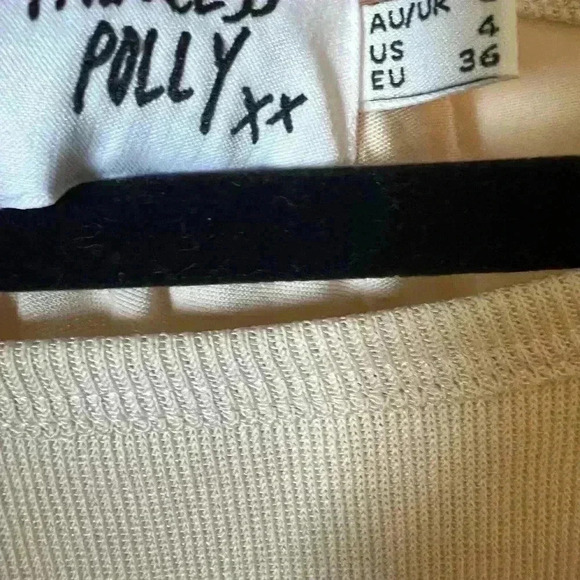 PRINCESS POLLY Beige Cream Ribbed Ruched
Side Tie Bodycon Tank Mini Dress size 4 - Picture 4 of 4